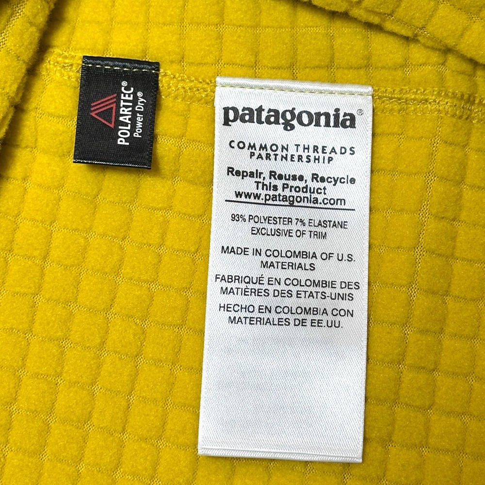 Patagonia R1 Hoody Womens XL Polartec Power Grid Half Zip Waffle Fleece Yellow - Picture 6 of 12